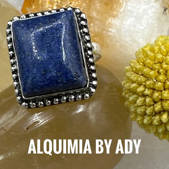 Massive Lapis lazuli silver Victorian drop ring - Picture 1 of 6